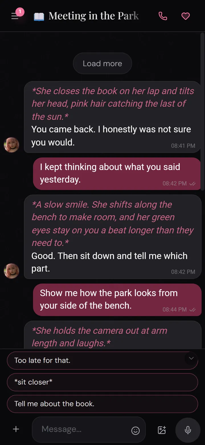 Nika app: a roleplay dialogue in the Meeting in the Park story