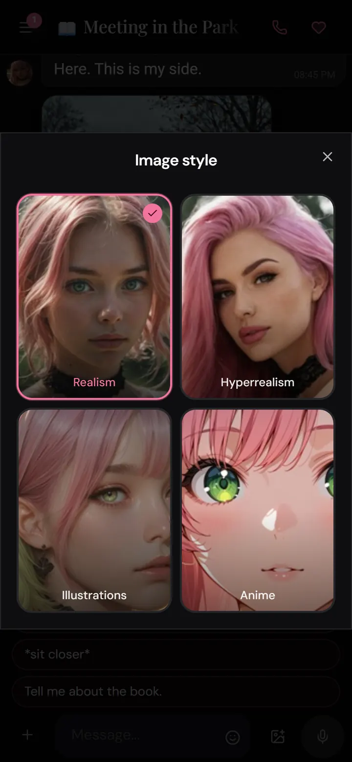 Nika app: four image styles