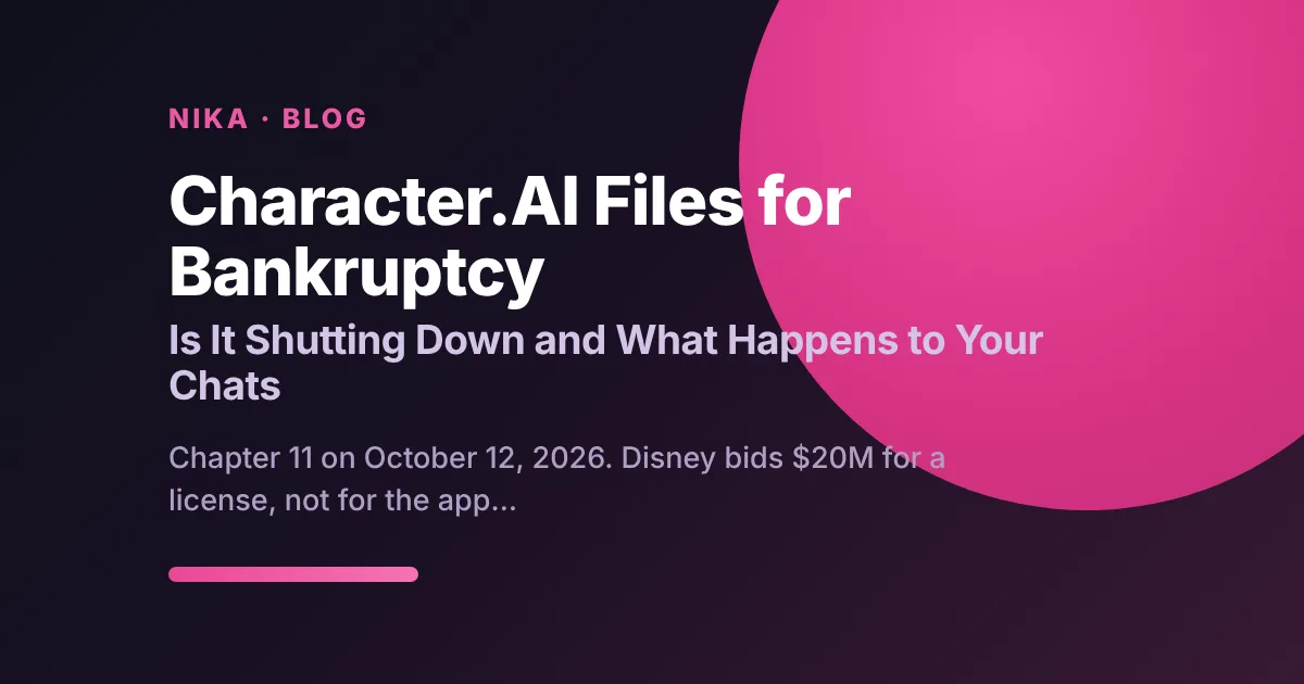 Character.AI bankruptcy in 2026: Chapter 11, the Disney bid and what happens to users